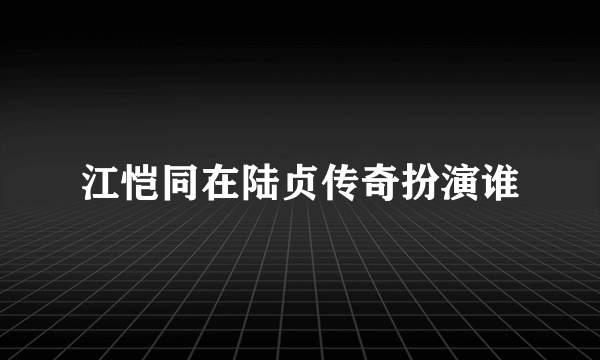 江恺同在陆贞传奇扮演谁