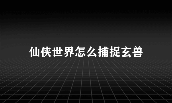 仙侠世界怎么捕捉玄兽