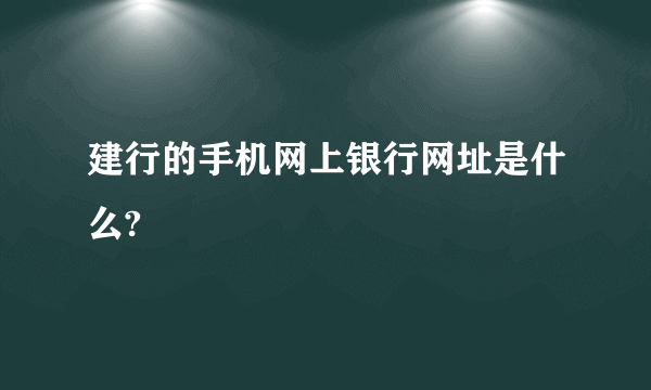 建行的手机网上银行网址是什么?