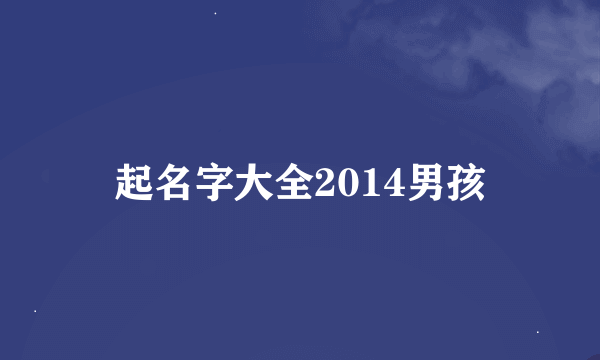 起名字大全2014男孩