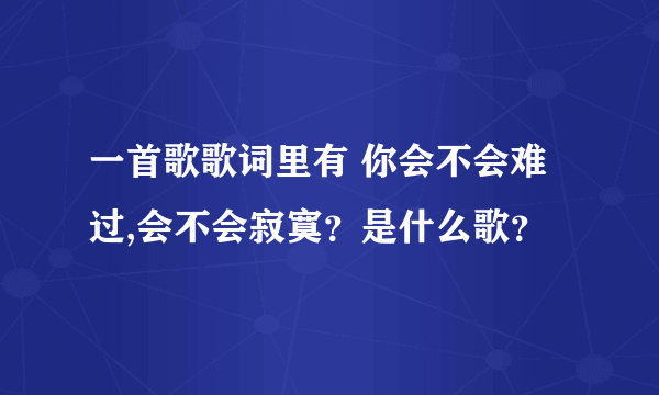 一首歌歌词里有 你会不会难过,会不会寂寞？是什么歌？