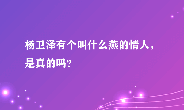 杨卫泽有个叫什么燕的情人，是真的吗？