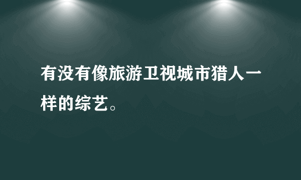 有没有像旅游卫视城市猎人一样的综艺。