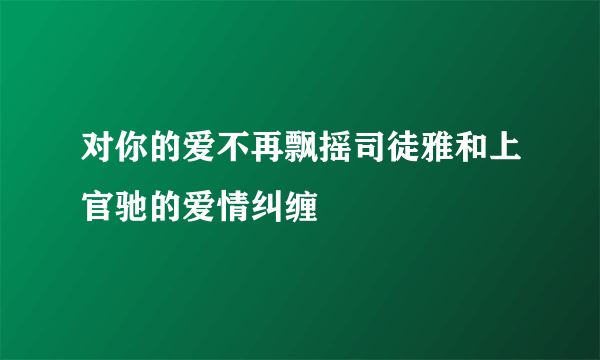 对你的爱不再飘摇司徒雅和上官驰的爱情纠缠