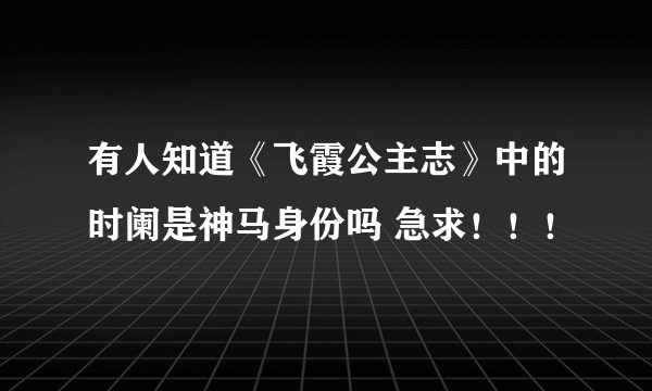 有人知道《飞霞公主志》中的时阑是神马身份吗 急求！！！