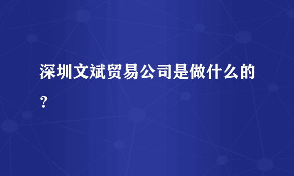 深圳文斌贸易公司是做什么的？