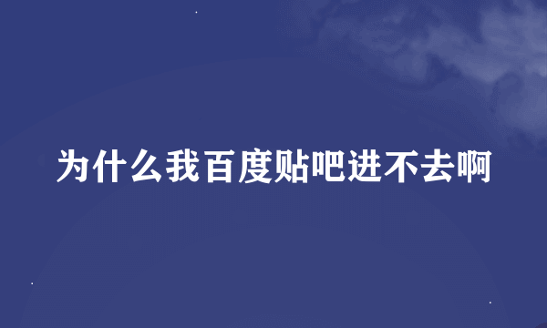 为什么我百度贴吧进不去啊