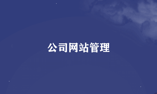 公司网站管理