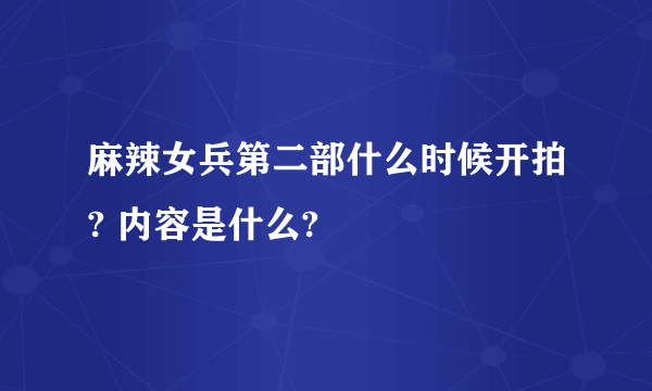 麻辣女兵第二部什么时候开拍? 内容是什么?