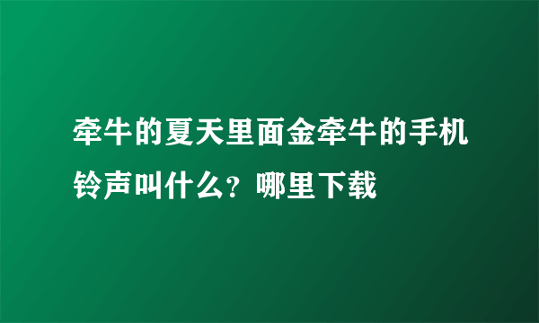 牵牛的夏天里面金牵牛的手机铃声叫什么？哪里下载