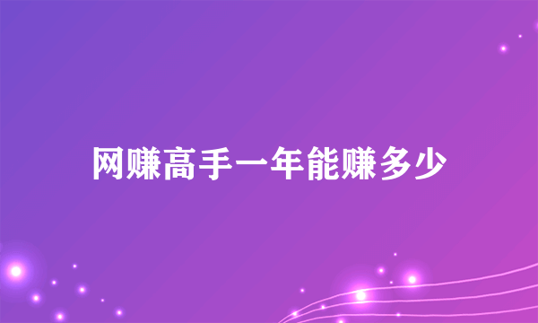 网赚高手一年能赚多少