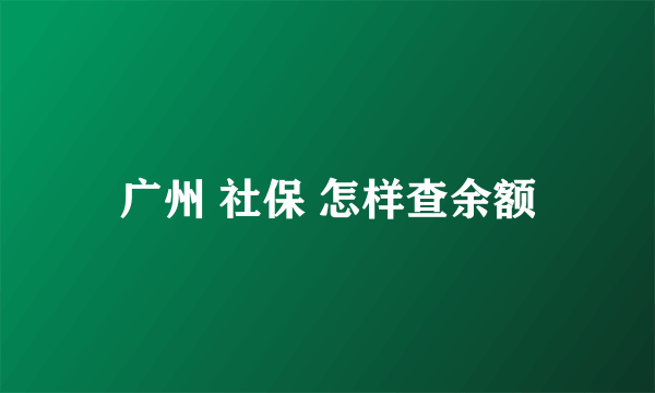 广州 社保 怎样查余额