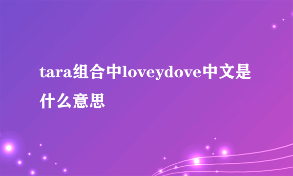 tara组合中loveydove中文是什么意思