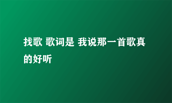 找歌 歌词是 我说那一首歌真的好听