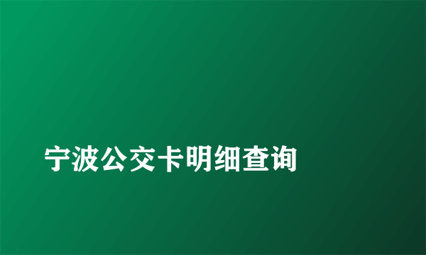 
宁波公交卡明细查询

