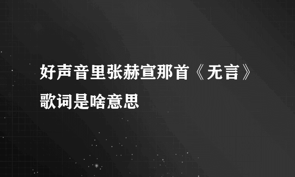 好声音里张赫宣那首《无言》歌词是啥意思