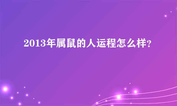 2013年属鼠的人运程怎么样？