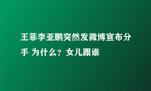 王菲李亚鹏突然发微博宣布分手 为什么？女儿跟谁