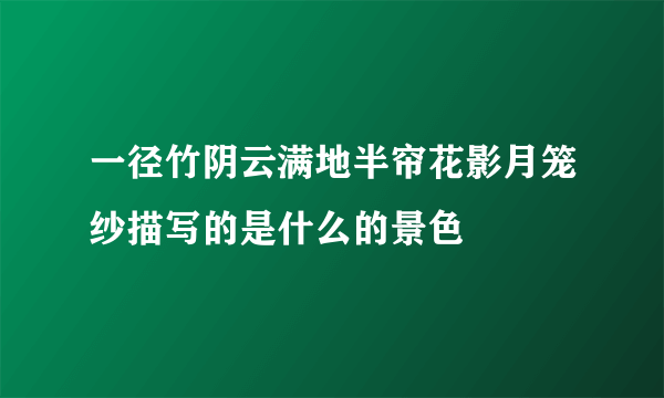 一径竹阴云满地半帘花影月笼纱描写的是什么的景色