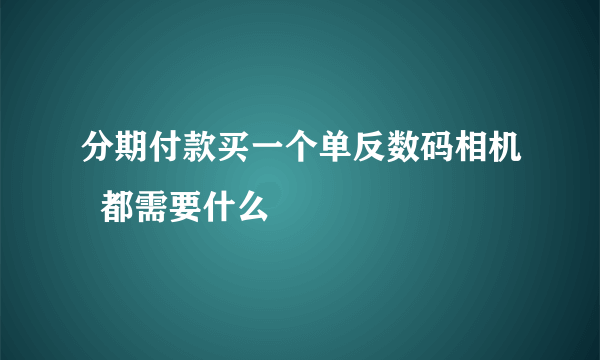 分期付款买一个单反数码相机  都需要什么