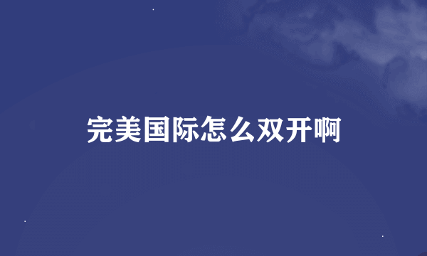 完美国际怎么双开啊