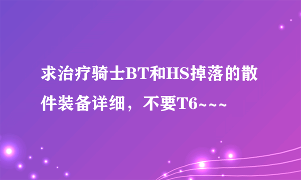 求治疗骑士BT和HS掉落的散件装备详细，不要T6~~~