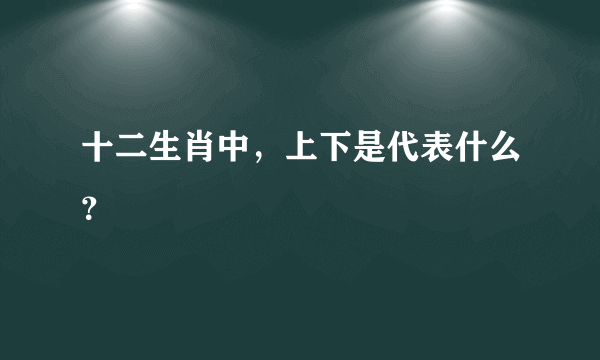 十二生肖中，上下是代表什么？