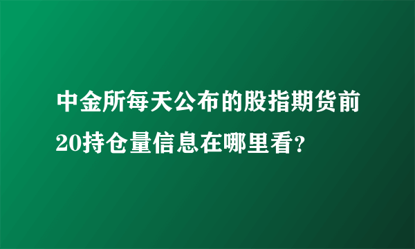 中金所每天公布的股指期货前20持仓量信息在哪里看？