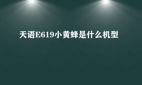 天语E619小黄蜂是什么机型