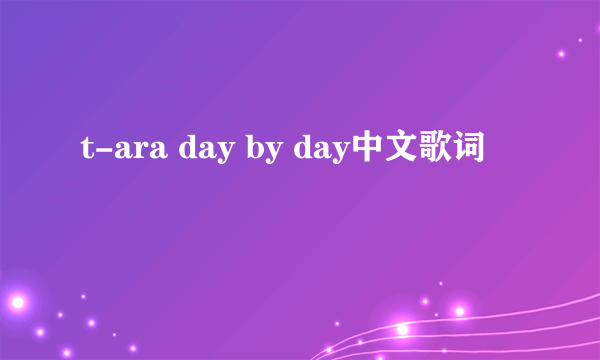 t-ara day by day中文歌词