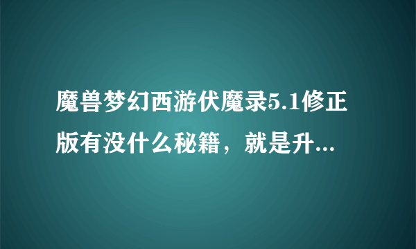 魔兽梦幻西游伏魔录5.1修正版有没什么秘籍，就是升级，钱攻击力什么的，发觉好难打- -