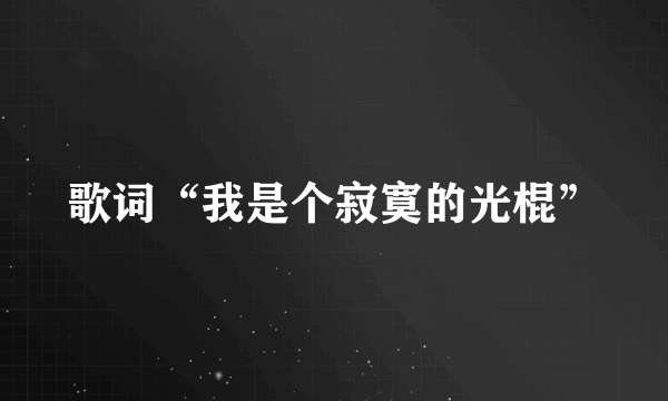 歌词“我是个寂寞的光棍”