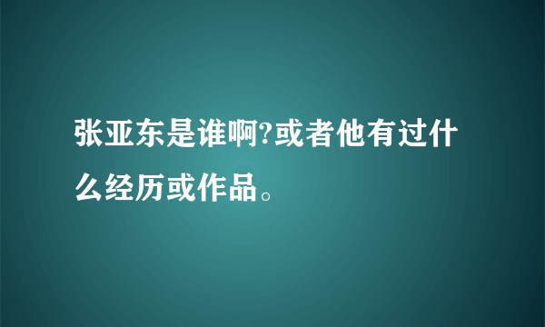 张亚东是谁啊?或者他有过什么经历或作品。