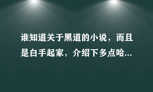 谁知道关于黑道的小说，而且是白手起家，介绍下多点哈，谢谢啦...