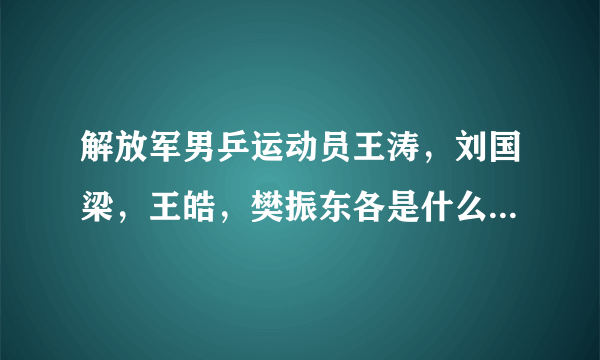 解放军男乒运动员王涛，刘国梁，王皓，樊振东各是什么级别军衔