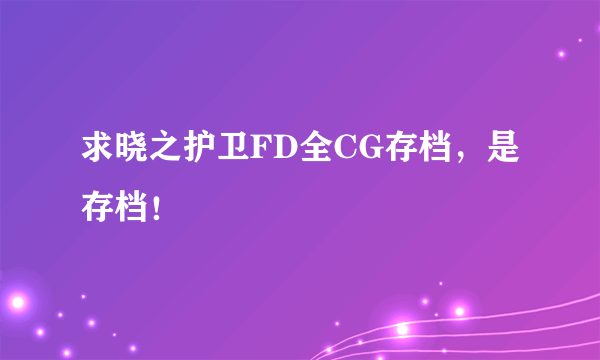 求晓之护卫FD全CG存档，是存档！