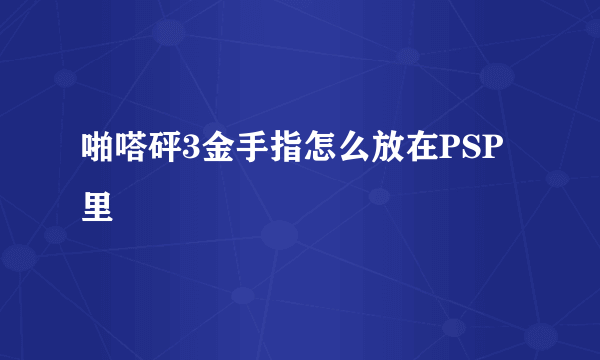 啪嗒砰3金手指怎么放在PSP里