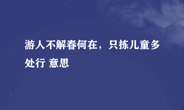 游人不解春何在，只拣儿童多处行 意思