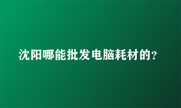 沈阳哪能批发电脑耗材的？