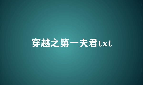 穿越之第一夫君txt