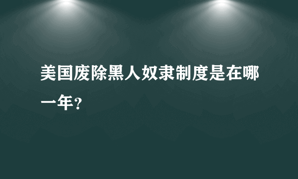 美国废除黑人奴隶制度是在哪一年？