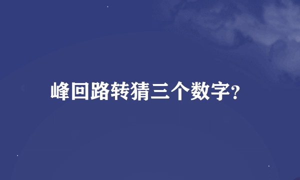 峰回路转猜三个数字？