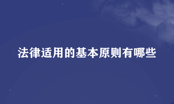 法律适用的基本原则有哪些