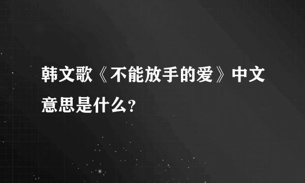 韩文歌《不能放手的爱》中文意思是什么？