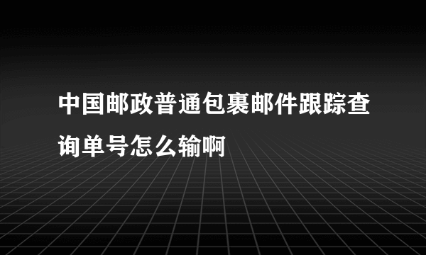 中国邮政普通包裹邮件跟踪查询单号怎么输啊