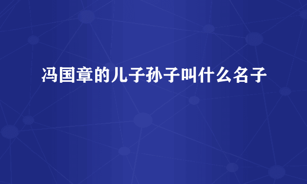 冯国章的儿子孙子叫什么名子