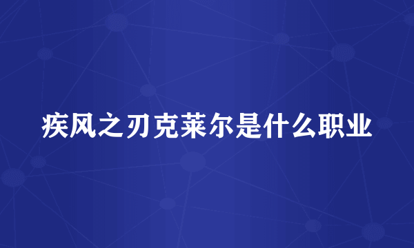 疾风之刃克莱尔是什么职业