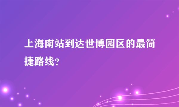 上海南站到达世博园区的最简捷路线？