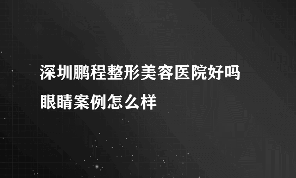 深圳鹏程整形美容医院好吗 眼睛案例怎么样