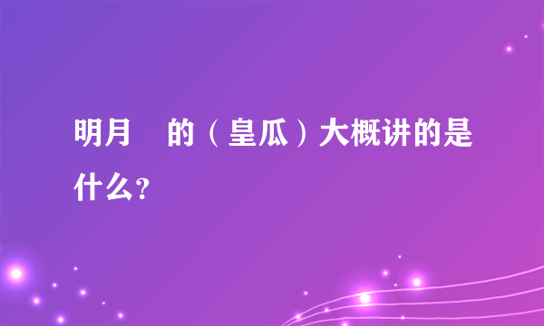 明月珰的（皇瓜）大概讲的是什么？